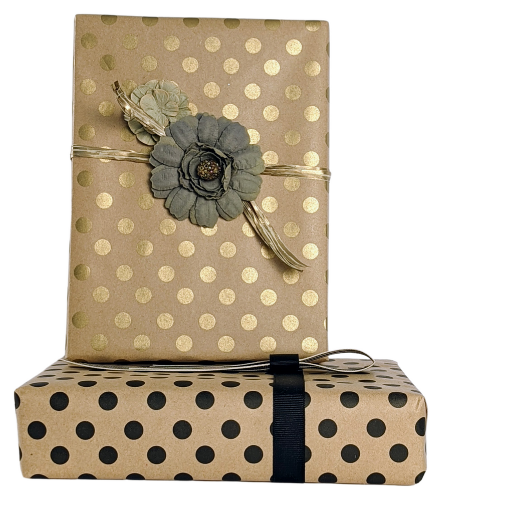 Buy wholesale 5m Black Dots Recycled Kraft Wrapping Paper