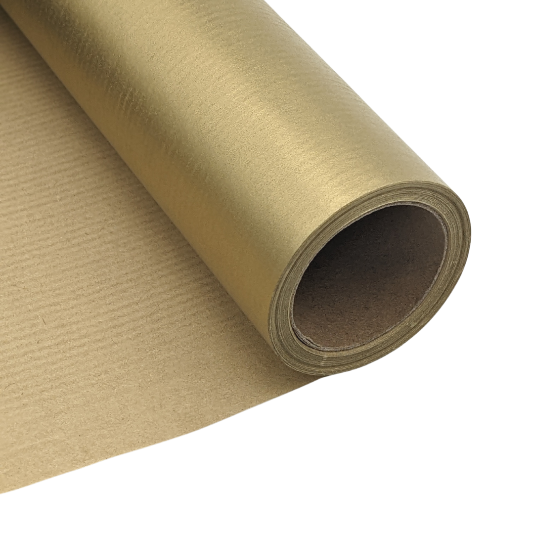 Metallic Silver Kraft Brown Recyclable Wrapping Paper 50cm Wide 2 / 5 / 10  Mtrs Vintage Style Wrap 