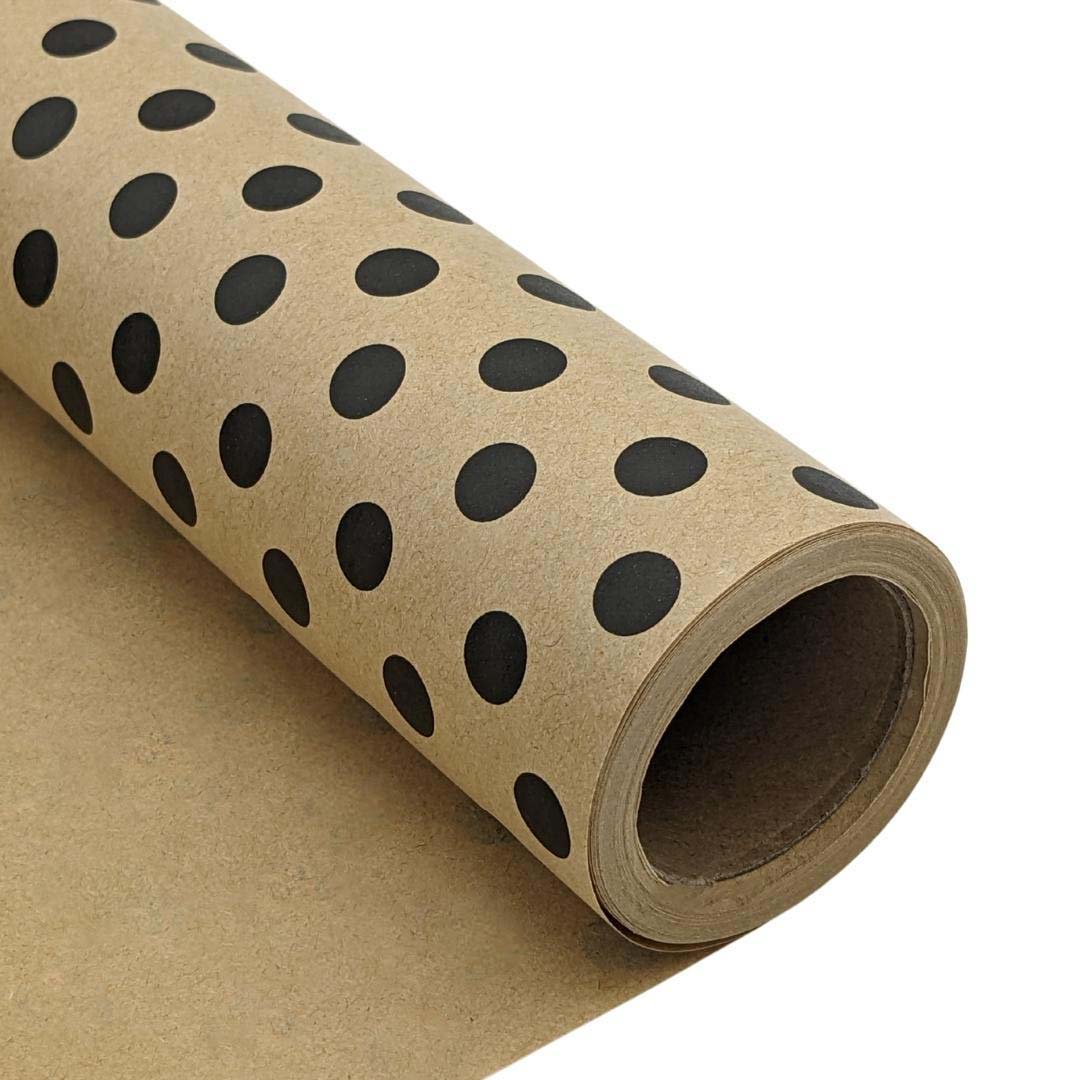 Buy wholesale 5m Black Dots Recycled Kraft Wrapping Paper